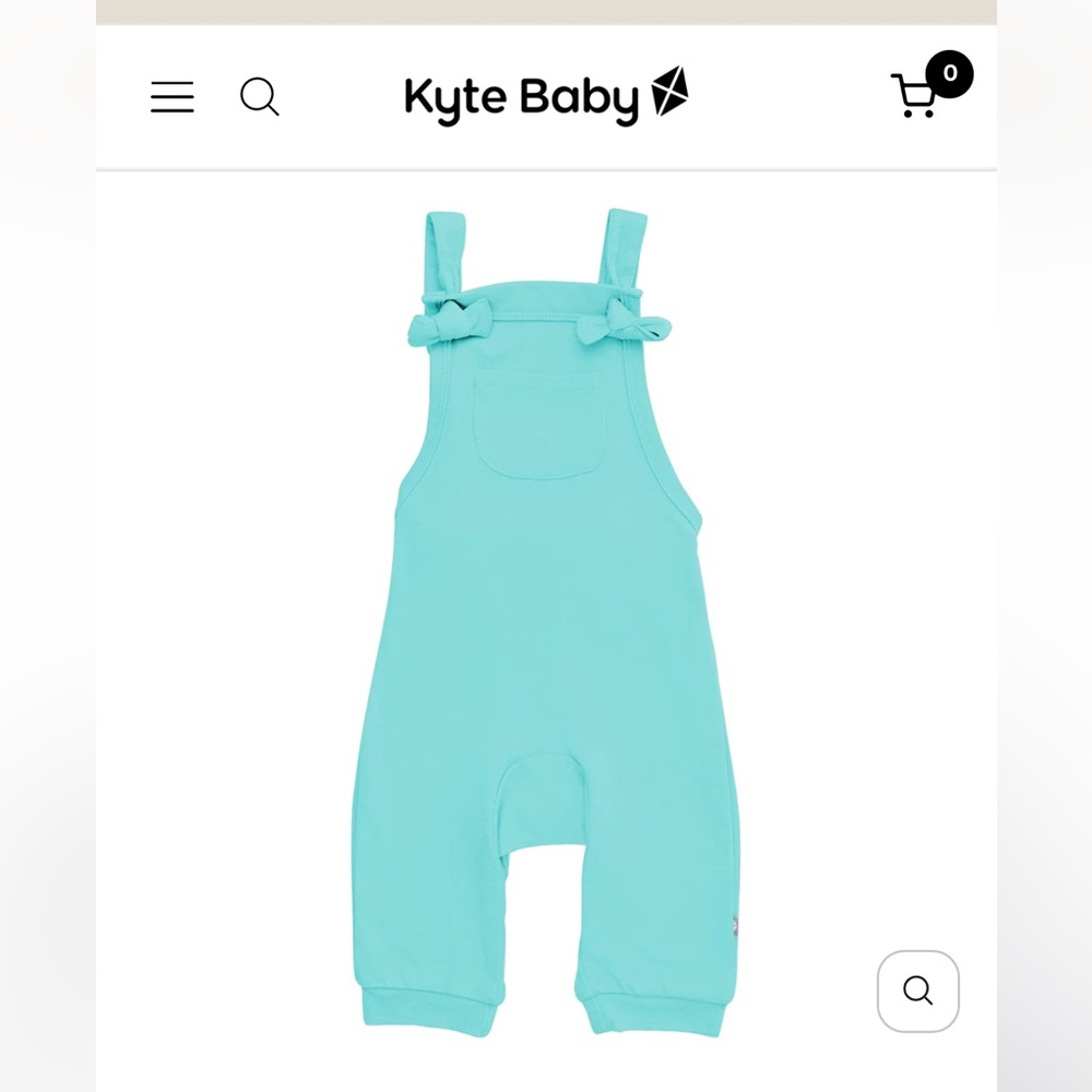 Kyte baby bamboo jersey overalls color: Robin size: 6-12 months